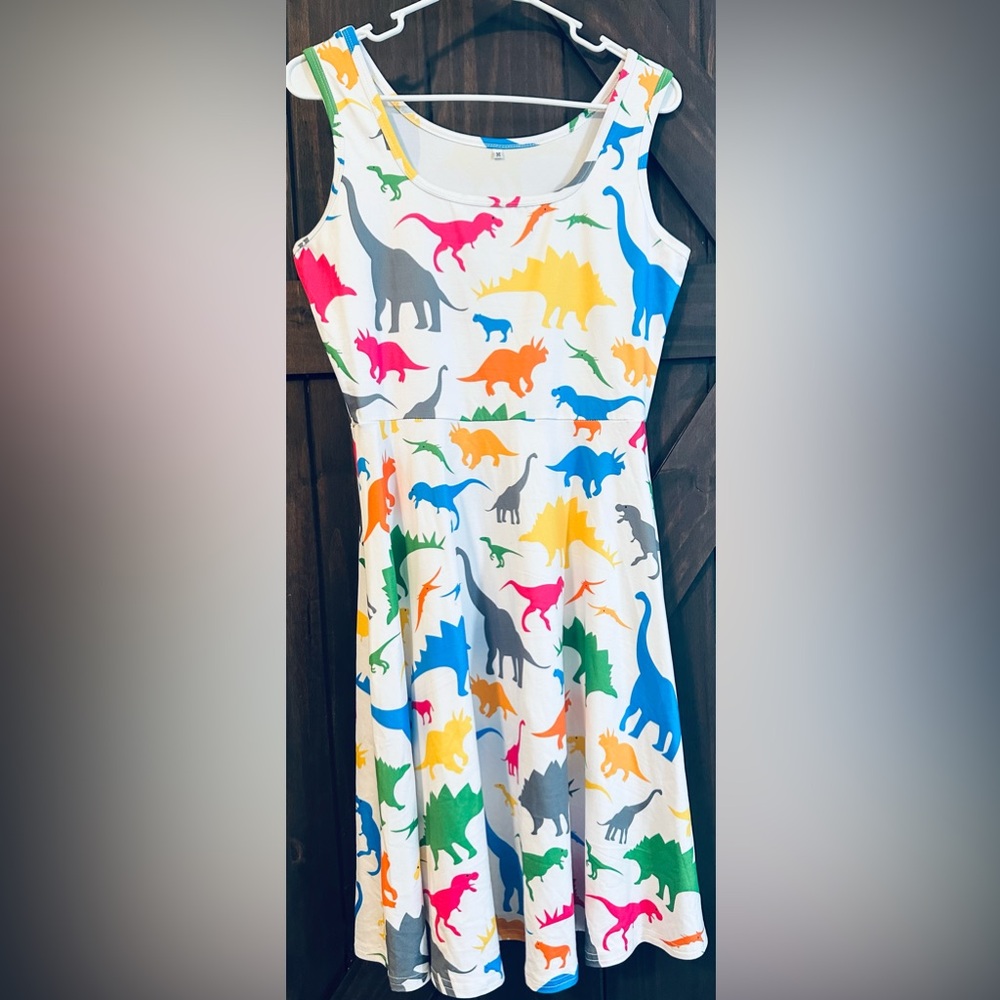 Colorful Dinosaur Print Dress